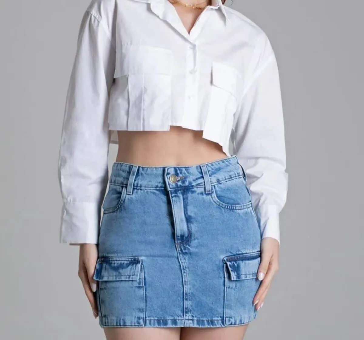 Descubra a Elegância e Versatilidade da Saia Jeans Sawary Cargo