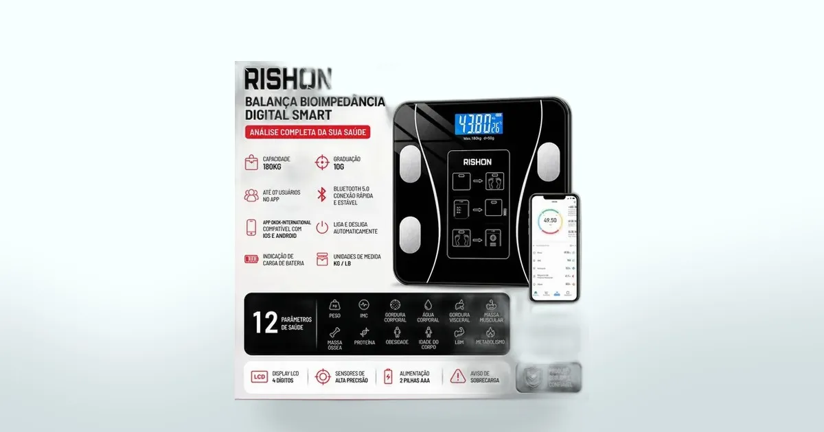 Balança inteligente com app por R$ 33 — essa oferta de 57% OFF é difícil de ignorar