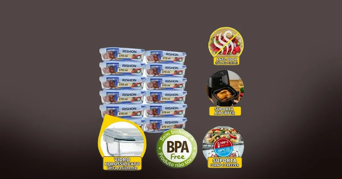 Kit com 10 Potes de Vidro Hermético por menos de R$ 70? Essa oferta para quem faz marmita é difícil de ignorar