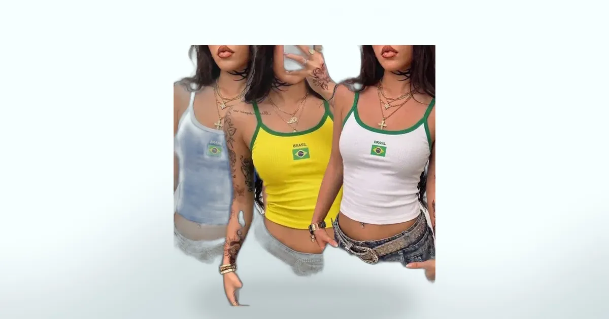 Kit 3 Blusas Alcinhas Copa do Mundo com 33% OFF: conjunto que une estilo e economia
