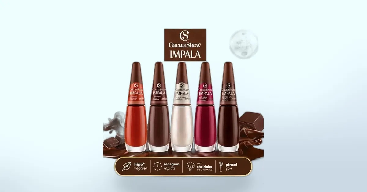 Collab irresistível: o Kit Esmaltes Impala Cacau Show chegou em coleção limitada e o preço surpreende