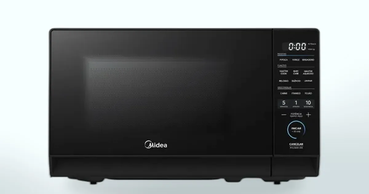 Micro-ondas Midea com 22% OFF: potência real e funções inteligentes por menos de R$ 450