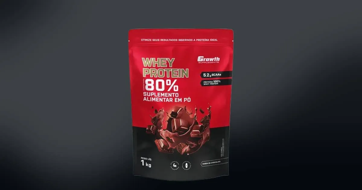 Growth Supplements com 38% OFF: o whey concentrado que entrega 24g de proteína por porção está em conta