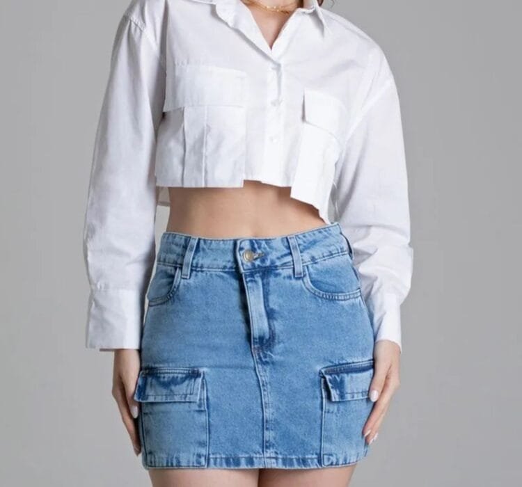 Saia Jeans Sawary Cargo em oferta